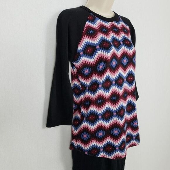 LuLaRoe Raglan Sleeve Pullover T-Shirt Multicolor - Picture 5 of 8
